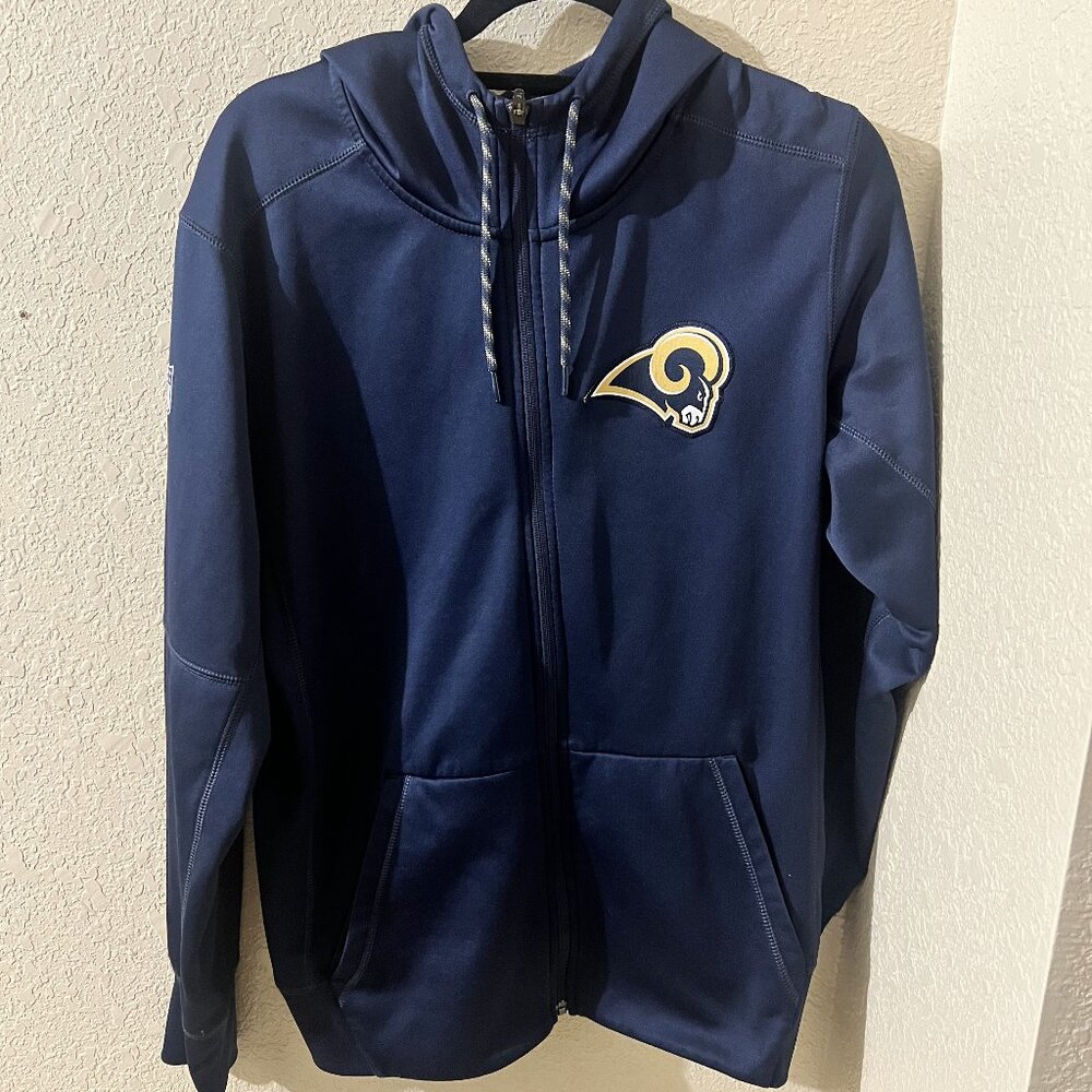 EUC Nike Los Angeles Rams On Field Zip-Up Thermal-Fit Jacket Apparel Navy Blue S